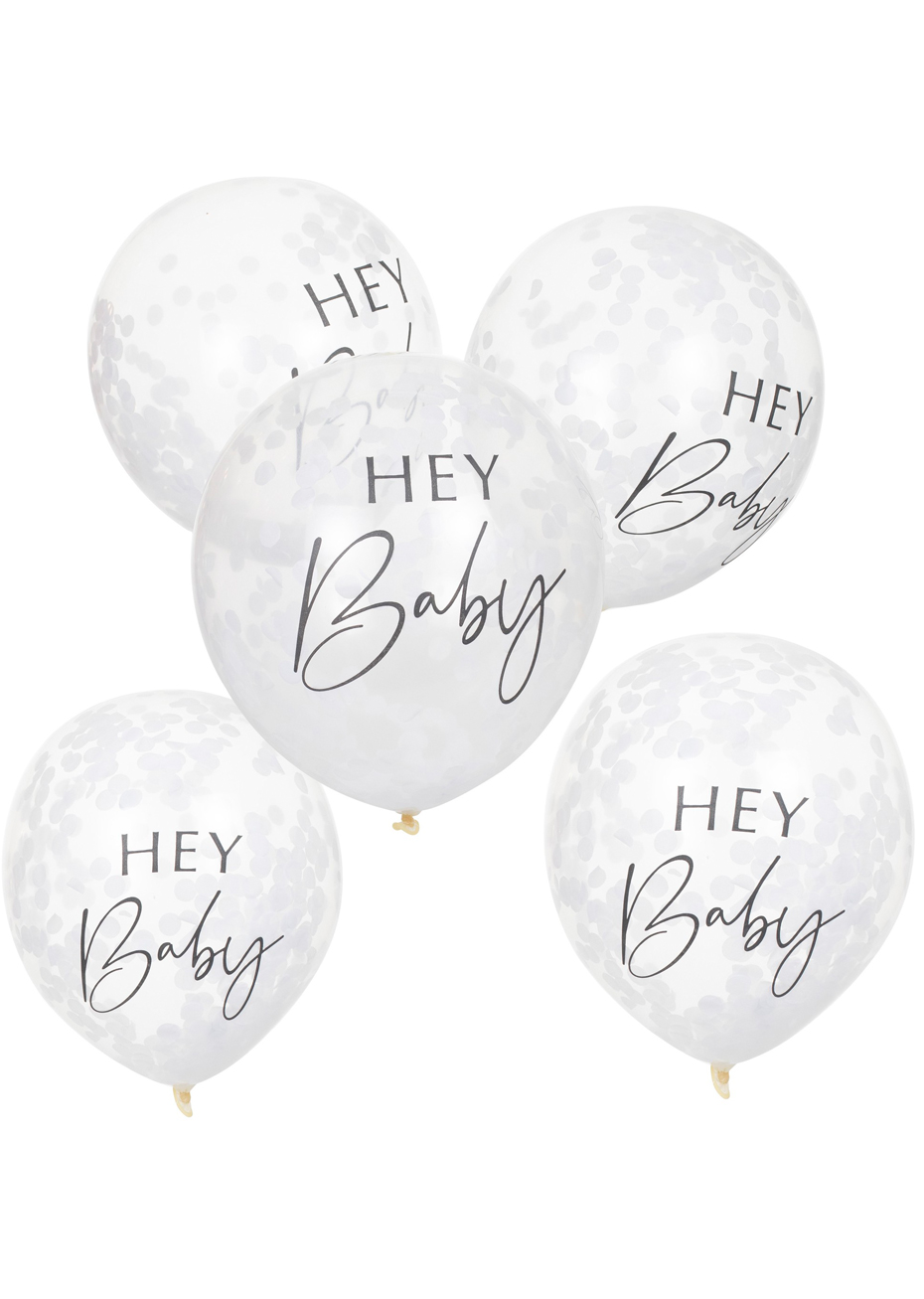 Bouquet de Ballons Baby Shower, Confettis Blancs, Ginger Ray - Aux Feux de  la Fête - Paris