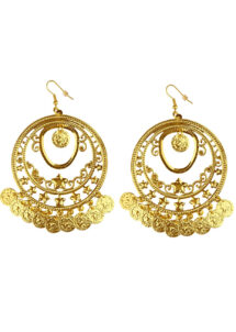 boucles d'oreilles dorées, boucles d'oreilles orientales, bijoux oriental, Boucles d’Oreilles Orientales, avec Pièces