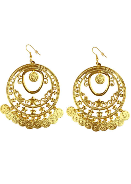 boucles d'oreilles dorées, boucles d'oreilles orientales, bijoux oriental, Boucles d’Oreilles Orientales, avec Pièces