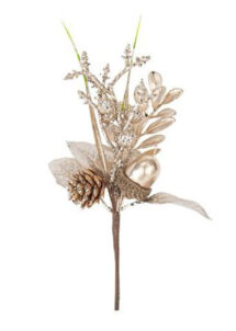 branche décoration Noël, bouquet de noel, branche de fête, Branche Etincelante, Givre et Paillettes, 16 cm
