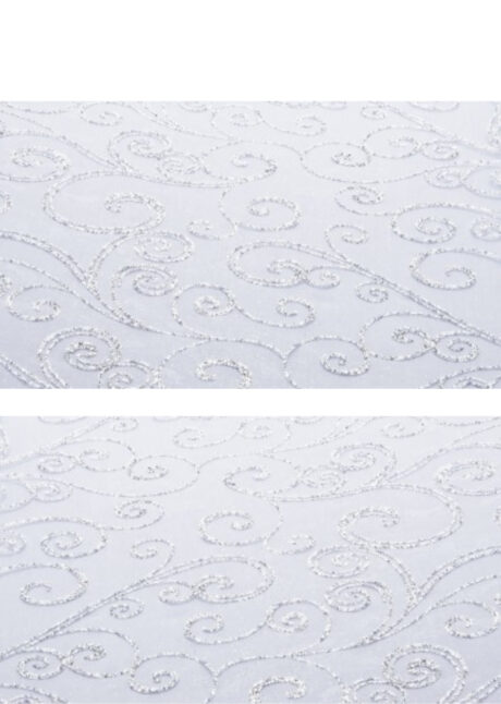 chemin de table noël, chemin de table organza, chemin de table paillettes argent, Chemin de Table Organza, Arabesques Argent