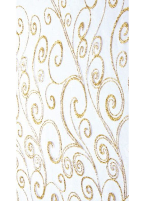chemin de table noël, chemin de table organza, chemin de table paillettes dorées, Chemin de Table Organza, Arabesques Dorées