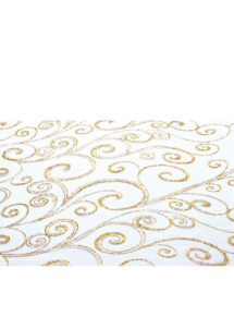 chemin de table noël, chemin de table organza, chemin de table paillettes dorées