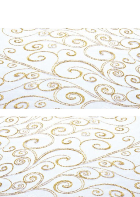 chemin de table noël, chemin de table organza, chemin de table paillettes dorées, Chemin de Table Organza, Arabesques Dorées