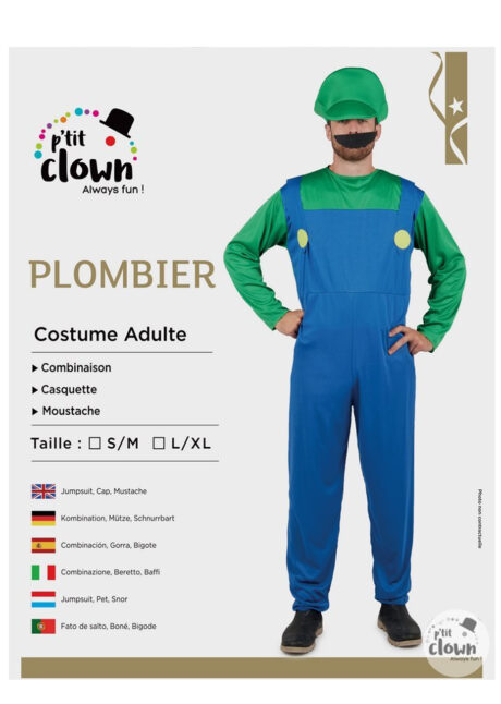 déguisement de luigi, costume de luigi, Mario et luigi, déguisement plombier luigi, Déguisement de Luigi, Plombier