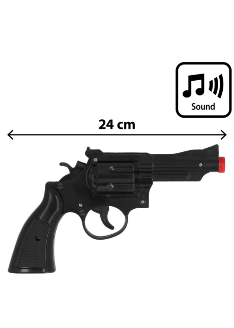 pistolet police, révolver police, pistolet police sonore, faux pistolet, Pistolet de Police Sonore, Revolver Noir, 24 cm