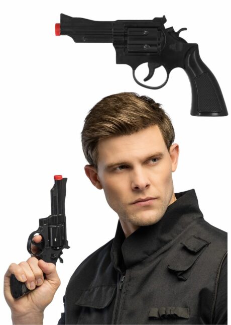 pistolet police, révolver police, pistolet police sonore, faux pistolet, Pistolet de Police Sonore, Revolver Noir, 24 cm