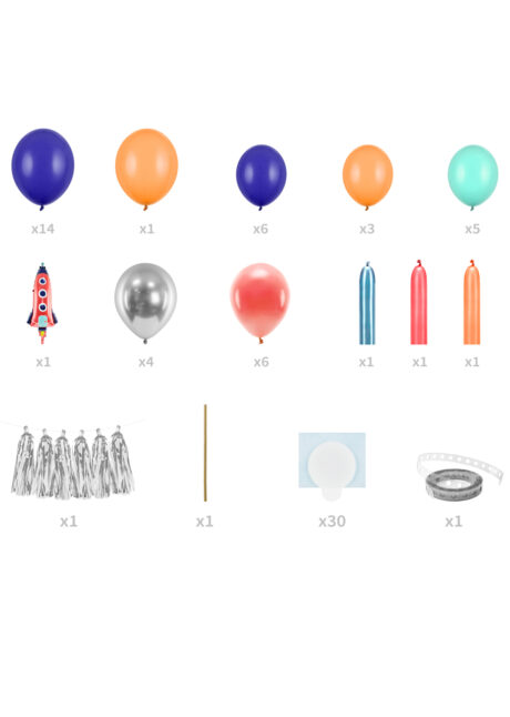 arche de ballons fusée, guirlande de ballons espace, décorations ballons, Arche Guirlande de Ballons, Fusée