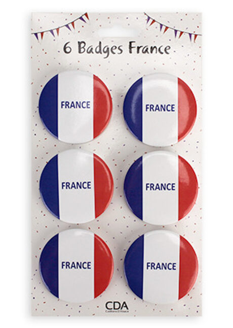 badges supporter France, supporters français, accessoires, goodies, Badges France, Drapeau Tricolore, x 6