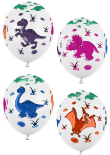 ballons hélium, ballons dinosaures, ballons anniversaire enfant, Ballons Imprimés Dinosaures, en Latex, x 6