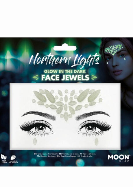 paillettes visage, strass à coller visage, paillettes visage phosphorescentes, paillettes fluo, Strass Autocollants Visage, Northen Lights, GID