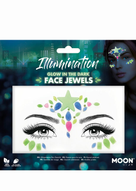 paillettes visage, strass à coller visage, paillettes visage phosphorescentes, paillettes fluo, Strass Autocollants Visage, Illumination, GID