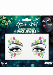 paillettes visage, strass à coller visage, paillettes visage phosphorescentes, paillettes fluo, Strass Autocollants Visage, Glow Girl, GID