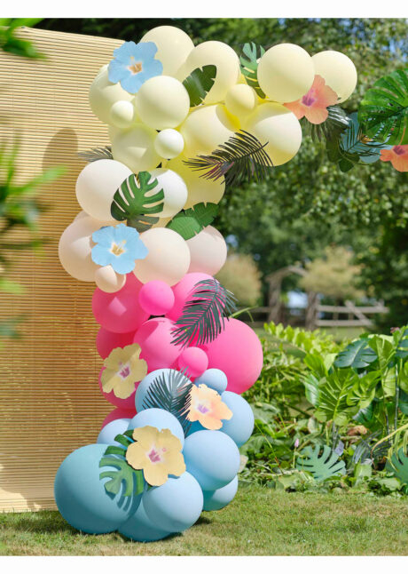 arche de ballons, décorations hawaïennes, décos tropicales, hibiscus, décos Hawaï, Arche Guirlande de Ballons Hawaï et Tropical, Ginger Ray