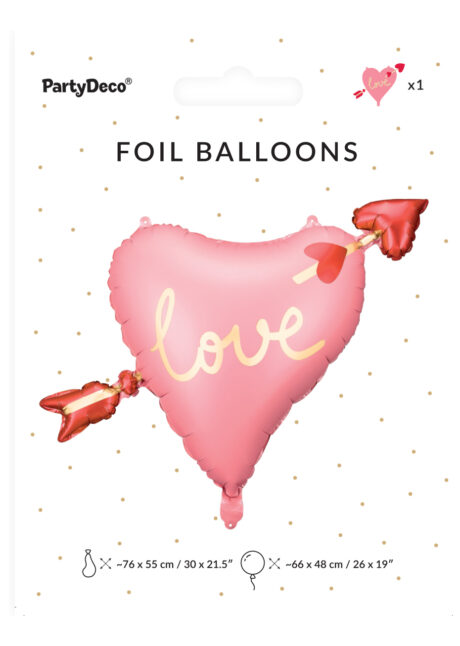 Ballon alu Coeur avec flèche Love, 76x55 cm