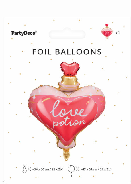 ballon Saint Valentin, ballon parfum, ballon coeur, ballon hélium, Ballon Flacon d’Amour, en Aluminium