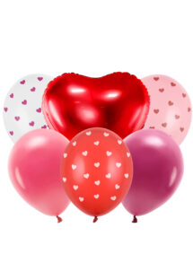 bouquet de ballons coeurs, bouquet de ballons Saint Valentin, ballons coeurs