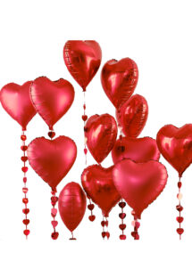 bouquet ballons coeurs rouges, ballons coeurs, ballons saint valentin, 1 Bouquet de Ballons Coeurs Rouges, Ginger Ray