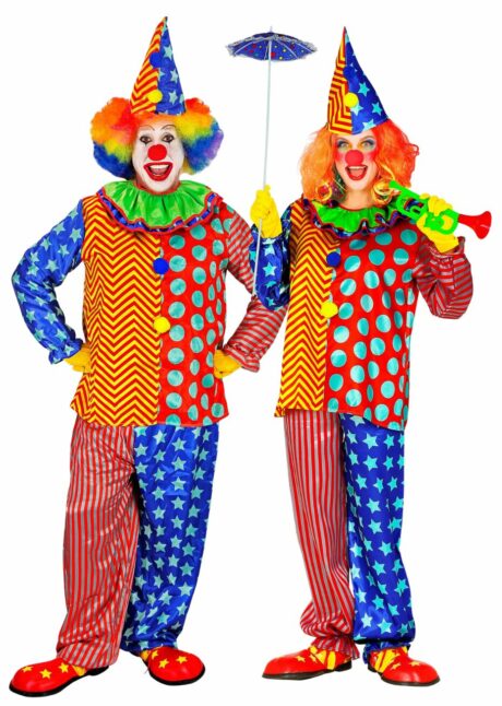 déguisement de clown adulte, costume de clown homme, costume clown femme, Déguisement Clown Etoiles – Tenue Complète