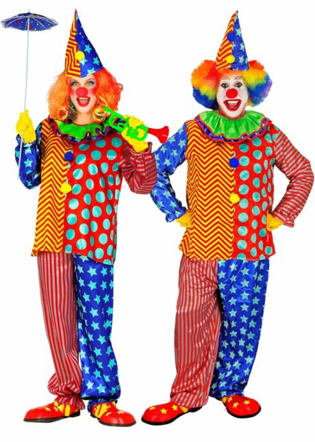 déguisement de clown adulte, costume de clown homme, costume clown femme, Déguisement Clown Etoiles – Tenue Complète