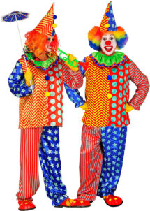 déguisement de clown, costume de clown adulte, déguisement clown homme et femme, Déguisement de Clown Etoiles et Rayures
