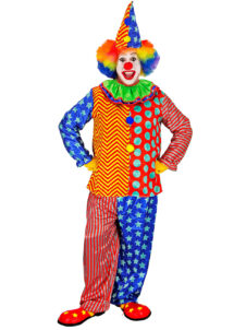 déguisement de clown, costume de clown adulte, déguisement clown homme et femme, Déguisement Clown Etoiles et Rayures