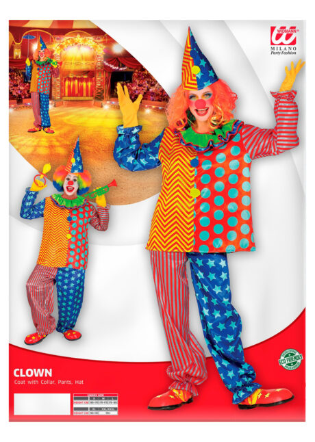 déguisement de clown, costume de clown adulte, déguisement clown homme et femme, Déguisement Clown Etoiles et Rayures