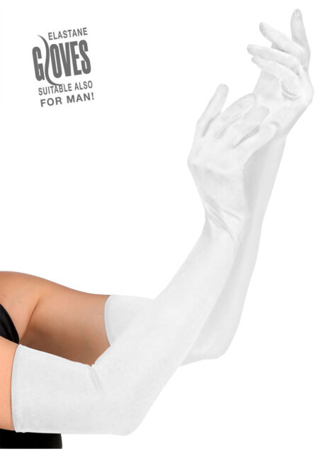 gants blancs longs, longs gants blancs, gants années 30, Gants Blancs Longs, en Elasthane, 60 cm