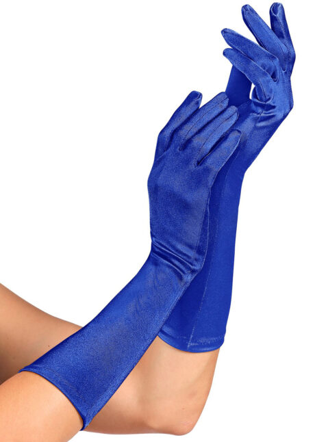gants satin bleus, gants bleus femme, gants longs femme, Gants Satin, 40 cm, Bleus