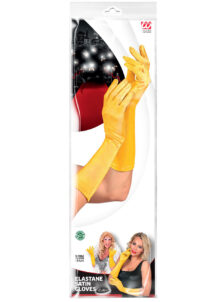 gants jaunes en satin, gants en satin jaune, gants jaunes femme