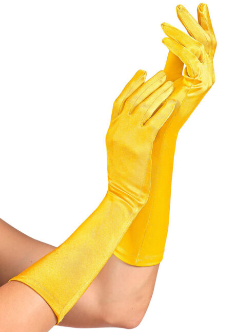 gants jaunes en satin, gants en satin jaune, gants jaunes femme, Gants Satin, 40 cm, Jaunes