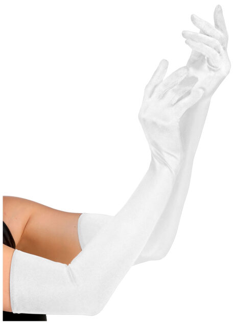 gants blancs longs, longs gants blancs, gants années 30 satin, Gants Blancs Longs, en Elasthane Satin, 60 cm