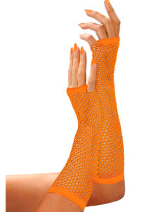 gants résilles oranges, années 80, mitaines oranges résille