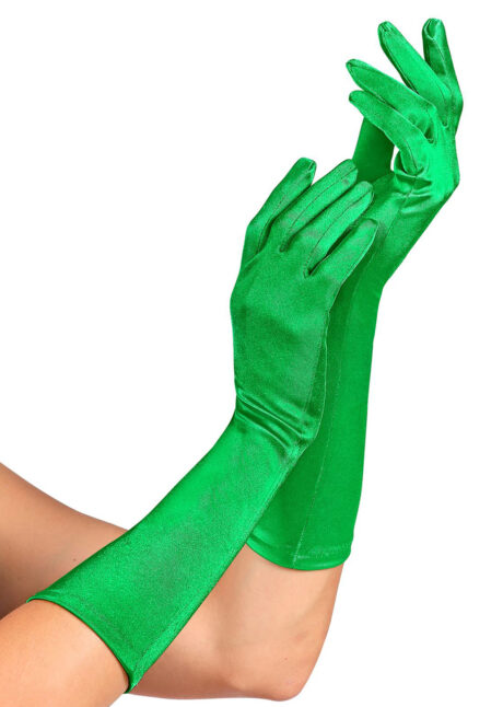 gants verts satin, gants verts femme, Gants Satin, 40 cm, Verts