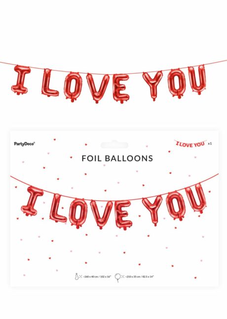 guirlande ballon I love you, guirlande saint Valentin, Guirlande de Ballons I Love You
