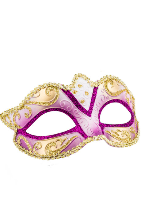 masque vénitien, loup vénitien, masque carnaval de Venise, masque vénitien paillettes violettes, Felina, Vénitien à Paillettes, Violet et Doré