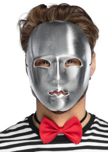 masque visage, masque de mime, masque visage entier, masque visage argent