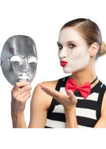 masque visage, masque de mime, masque visage entier, masque visage argent