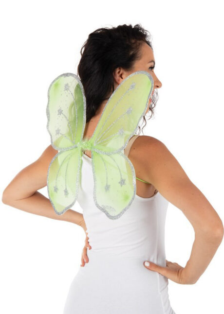 ailes de fée vertes, ailes de papillon, ailes de fée clochette, Ailes de Fée et Papillon, Vertes avec Paillettes Argent