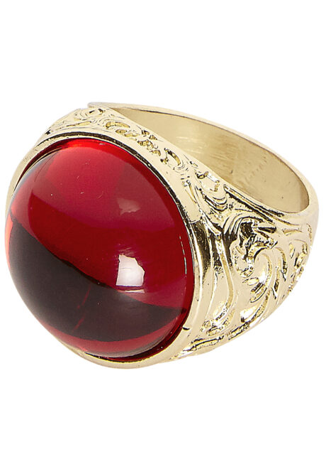 bague dorée pierre rouge, bague pirate, bague c, Bague Cabochon Rouge