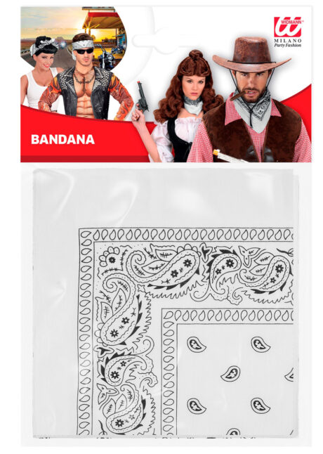 bandana cowboy, bandana de cowboy, foulard de cowboy, accessoires cowboys, soirée western, bandana blanc, Bandana de Cowboy, Blanc