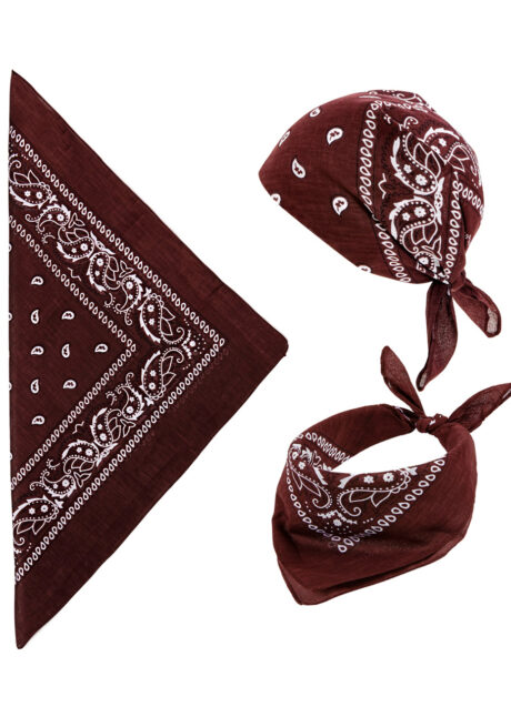 bandana cowboy, bandana de cowboy, foulard de cowboy, accessoires cowboys, bandana marron, Bandana de Cowboy, Marron