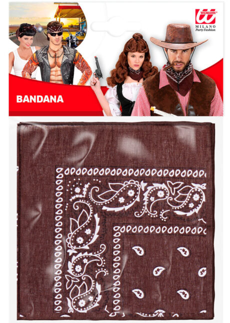 bandana cowboy, bandana de cowboy, foulard de cowboy, accessoires cowboys, bandana marron, Bandana de Cowboy, Marron