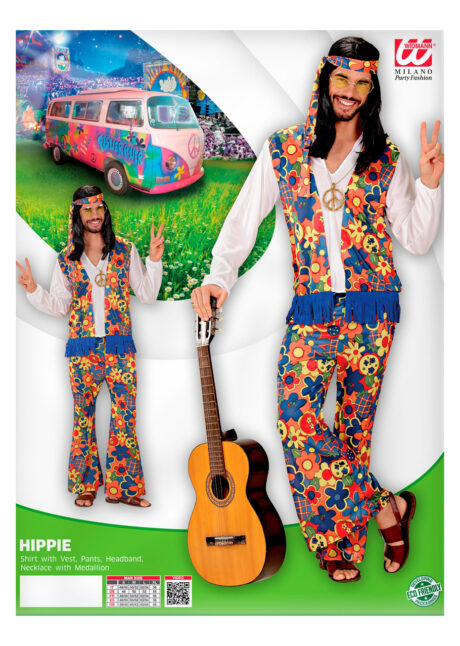 déguisement hippie homme, costume de hippie, déguisement peace and love, Déguisement de Hippie Fleurs