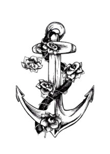 faux tatouage ancre, tatouages temporaires, tattoos, Faux Tatouages, Ancre Marine, Fleurs