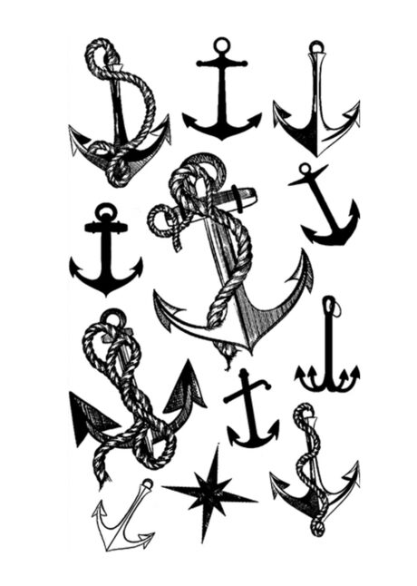 faux tatouages ancres, tatouages temporaires, tattoos, Faux Tatouages, Ancres Marines