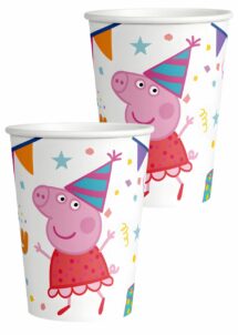 GOBELET PEPPA PIG ANNIVERSAIRE, gobelets en carton peppa pig, anniversaire peppa pig