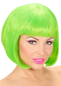 perruque verte, perruque fluorescente, perruque vert fluo, phosphorescent, Perruque Fluo Valentina, Vert Fluo UV