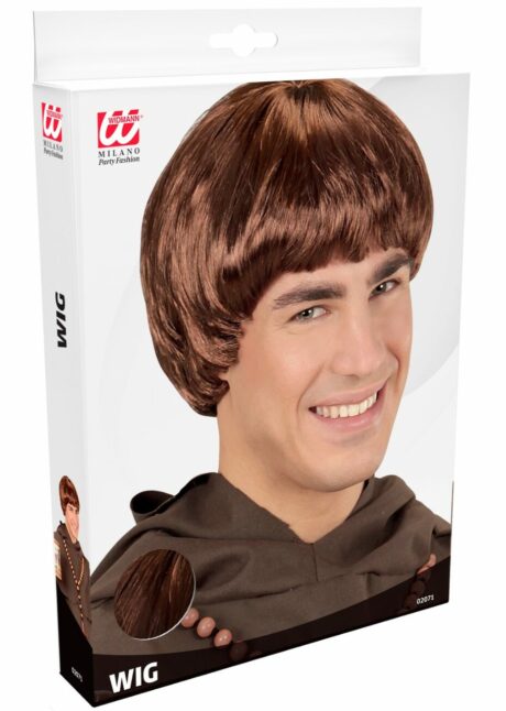 perruque de moine, perruque médiévale homme, Perruque de Moine Châtain – Coupe au Bol