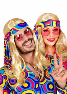 perruque hippie blonde, perruque de hippie, perruque blonde longue